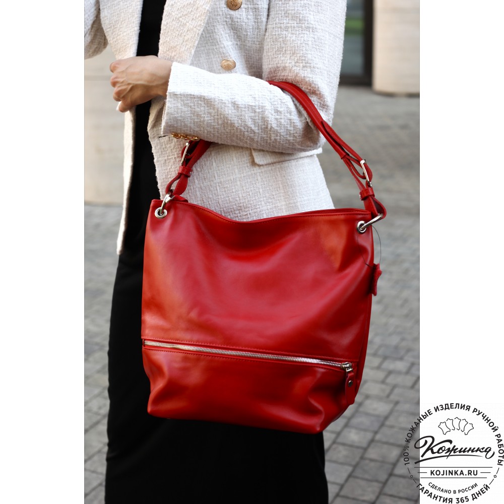 Кожаная женская сумка "Бэлла" (красная гладкая кожа)